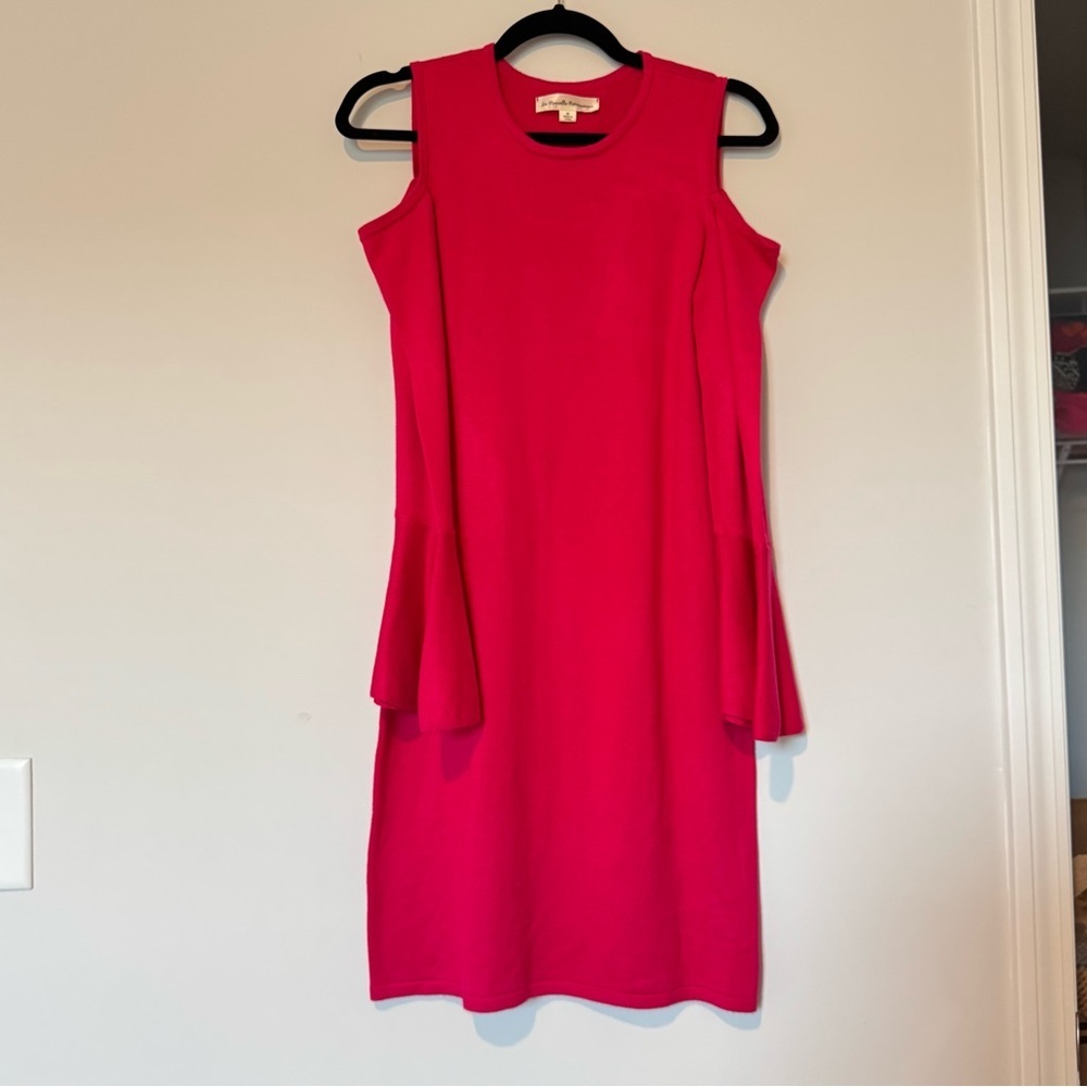 Boutique brand Pink Midi Cold‎ Shoulder Sweater Dress Bell Sleeve Medium